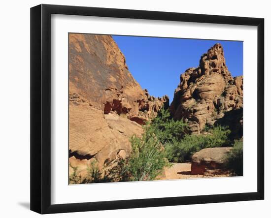 Petroglyphs Drawn in Sandstone by Anasazi Indians Around 500 Ad, Valley of Fire State Park, Nevada-Fraser Hall-Framed Photographic Print