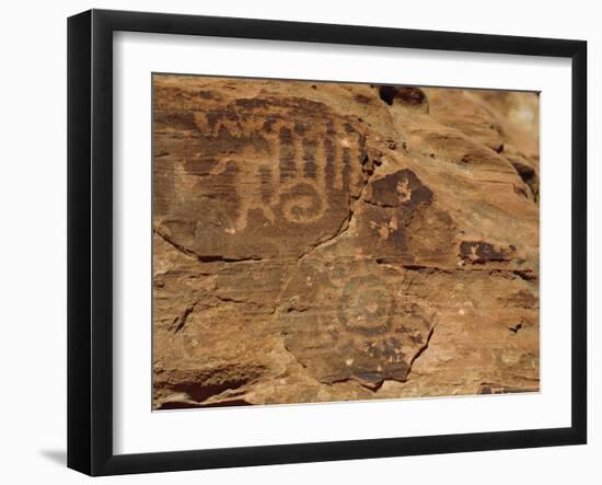 Petroglyphs Drawn in Sandstone by Anasazi Indians Around 500Ad, Valley of Fire State Park, Nevada-Fraser Hall-Framed Photographic Print