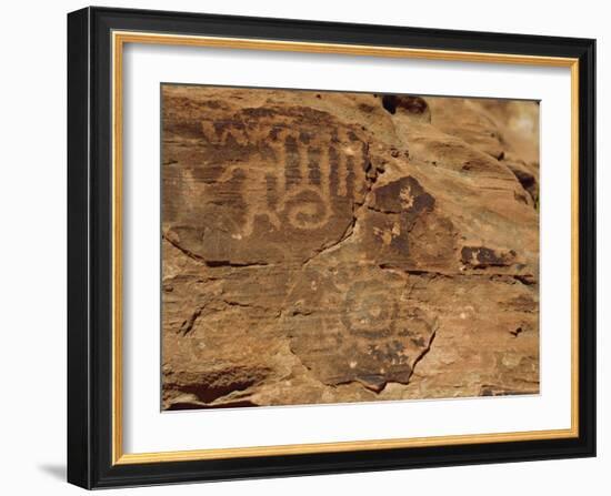 Petroglyphs Drawn in Sandstone by Anasazi Indians Around 500Ad, Valley of Fire State Park, Nevada-Fraser Hall-Framed Photographic Print