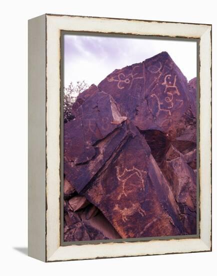 Petroglyphs in Gurvansaikhan National Park, Gobi Desert, Mongolia-Gavriel Jecan-Framed Premier Image Canvas