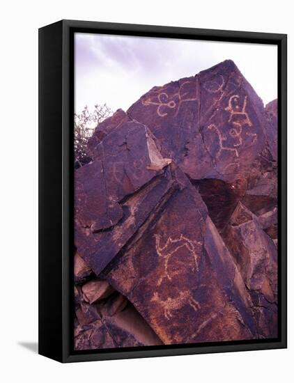 Petroglyphs in Gurvansaikhan National Park, Gobi Desert, Mongolia-Gavriel Jecan-Framed Premier Image Canvas