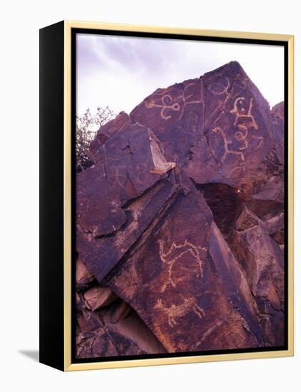 Petroglyphs in Gurvansaikhan National Park, Gobi Desert, Mongolia-Gavriel Jecan-Framed Premier Image Canvas