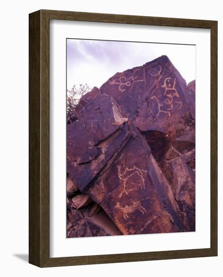 Petroglyphs in Gurvansaikhan National Park, Gobi Desert, Mongolia-Gavriel Jecan-Framed Photographic Print