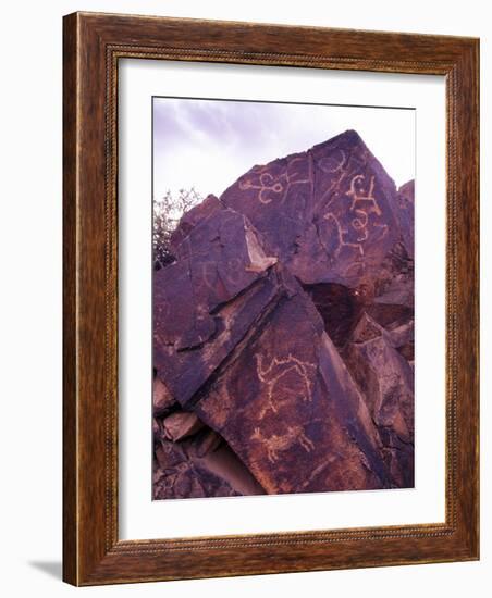 Petroglyphs in Gurvansaikhan National Park, Gobi Desert, Mongolia-Gavriel Jecan-Framed Photographic Print