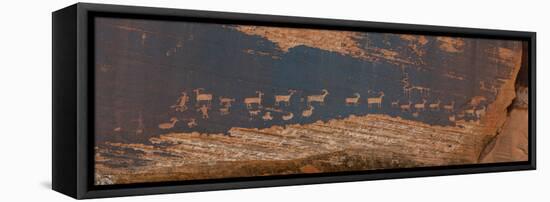 Petroglyphs on Rock, Hunter Panel, Moab, Utah, USA-null-Framed Premier Image Canvas