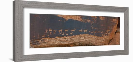 Petroglyphs on Rock, Hunter Panel, Moab, Utah, USA-null-Framed Photographic Print