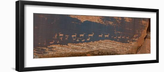 Petroglyphs on Rock, Hunter Panel, Moab, Utah, USA-null-Framed Photographic Print