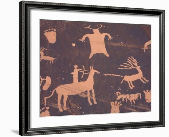 Petroglyphs on Sandstone Rock, Newspaper Rock, near Monticello, Utah, USA-Jamie & Judy Wild-Framed Photographic Print