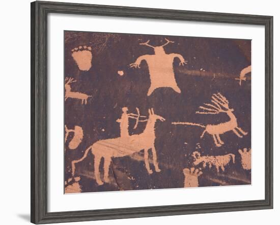 Petroglyphs on Sandstone Rock, Newspaper Rock, near Monticello, Utah, USA-Jamie & Judy Wild-Framed Photographic Print