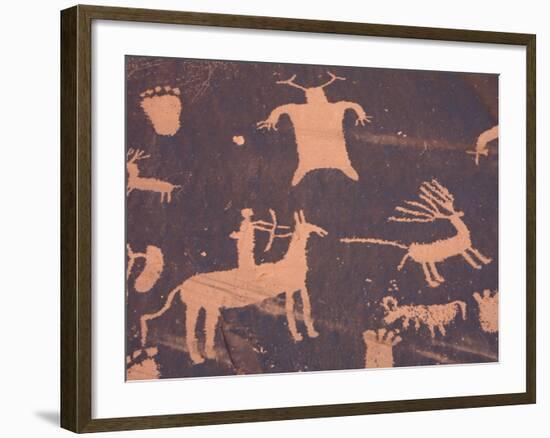 Petroglyphs on Sandstone Rock, Newspaper Rock, near Monticello, Utah, USA-Jamie & Judy Wild-Framed Photographic Print