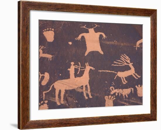 Petroglyphs on Sandstone Rock, Newspaper Rock, near Monticello, Utah, USA-Jamie & Judy Wild-Framed Photographic Print