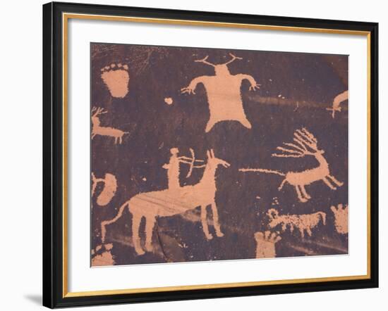 Petroglyphs on Sandstone Rock, Newspaper Rock, near Monticello, Utah, USA-Jamie & Judy Wild-Framed Photographic Print