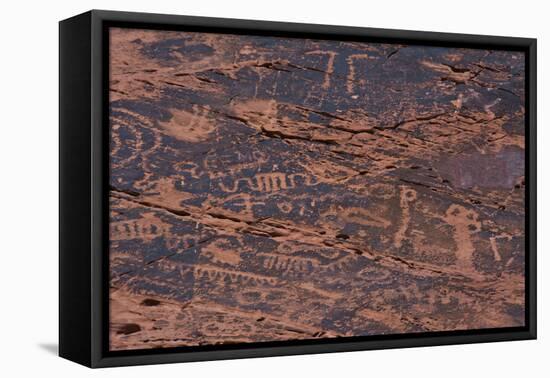 Petroglyphs, Petroglyph Canyon, Valley of Fire State Park, Nevada, USA-Michel Hersen-Framed Premier Image Canvas