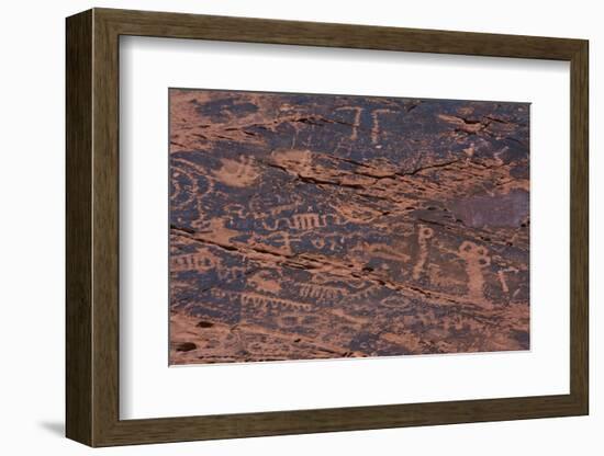 Petroglyphs, Petroglyph Canyon, Valley of Fire State Park, Nevada, USA-Michel Hersen-Framed Photographic Print