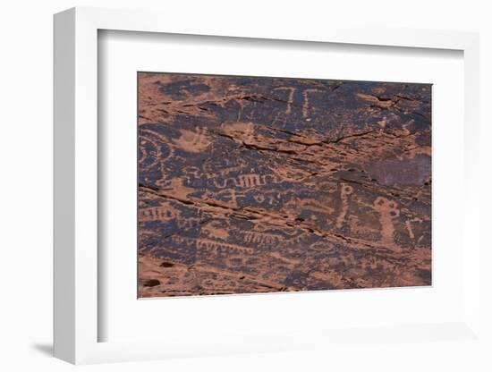 Petroglyphs, Petroglyph Canyon, Valley of Fire State Park, Nevada, USA-Michel Hersen-Framed Photographic Print