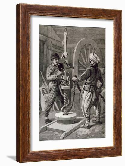 Petroleum Wells at Baku on Caspian: Boring a Petroleum Oil Well, from 'The Illustrated London News'-null-Framed Giclee Print