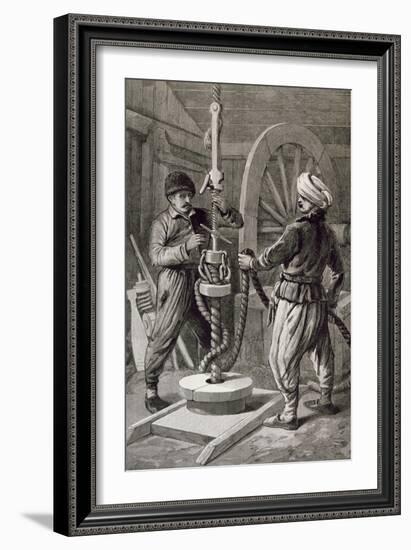 Petroleum Wells at Baku on Caspian: Boring a Petroleum Oil Well, from 'The Illustrated London News'-null-Framed Giclee Print