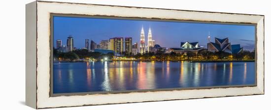 Petronas Towers and City Skyline, Lake Titiwangsa, Kuala Lumpur, Malaysia-Peter Adams-Framed Premier Image Canvas