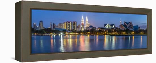 Petronas Towers and City Skyline, Lake Titiwangsa, Kuala Lumpur, Malaysia-Peter Adams-Framed Premier Image Canvas