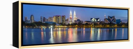 Petronas Towers and City Skyline, Lake Titiwangsa, Kuala Lumpur, Malaysia-Peter Adams-Framed Premier Image Canvas