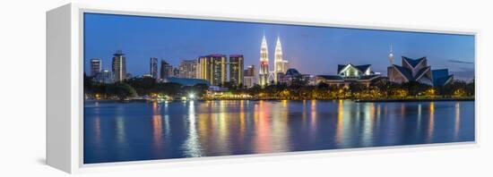 Petronas Towers and City Skyline, Lake Titiwangsa, Kuala Lumpur, Malaysia-Peter Adams-Framed Premier Image Canvas