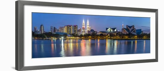 Petronas Towers and City Skyline, Lake Titiwangsa, Kuala Lumpur, Malaysia-Peter Adams-Framed Photographic Print