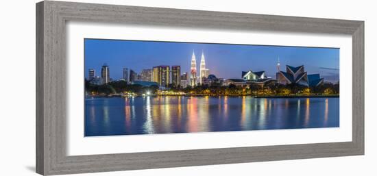 Petronas Towers and City Skyline, Lake Titiwangsa, Kuala Lumpur, Malaysia-Peter Adams-Framed Photographic Print