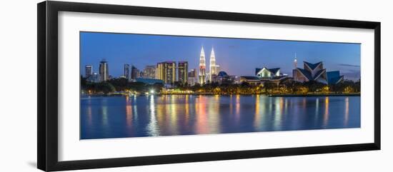 Petronas Towers and City Skyline, Lake Titiwangsa, Kuala Lumpur, Malaysia-Peter Adams-Framed Photographic Print