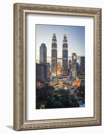 Petronas Towers and Klcc, Kuala Lumpur, Malaysia, Southeast Asia, Asia-Andrew Taylor-Framed Photographic Print