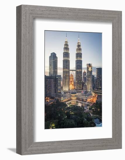 Petronas Towers and Klcc, Kuala Lumpur, Malaysia, Southeast Asia, Asia-Andrew Taylor-Framed Photographic Print