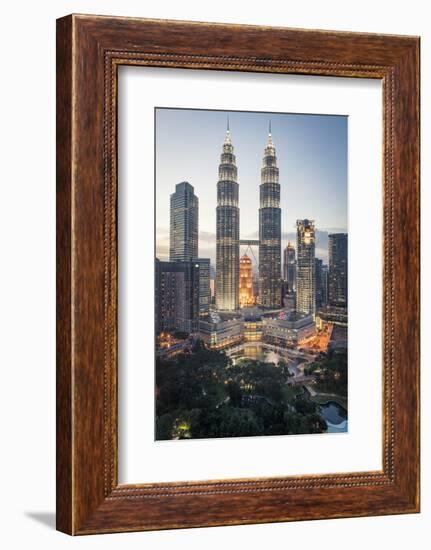 Petronas Towers and Klcc, Kuala Lumpur, Malaysia, Southeast Asia, Asia-Andrew Taylor-Framed Photographic Print