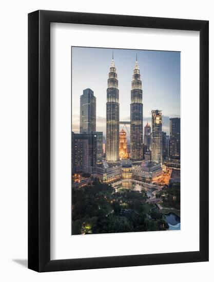 Petronas Towers and Klcc, Kuala Lumpur, Malaysia, Southeast Asia, Asia-Andrew Taylor-Framed Photographic Print