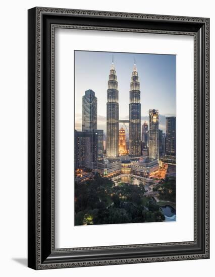 Petronas Towers and Klcc, Kuala Lumpur, Malaysia, Southeast Asia, Asia-Andrew Taylor-Framed Photographic Print