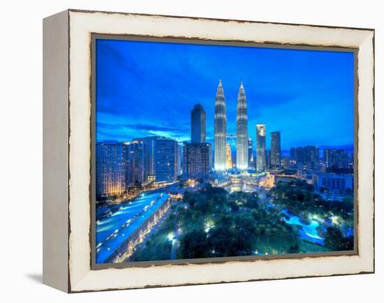 Petronas Towers and Klcc, Kuala Lumpur, Malaysia-Jon Arnold-Framed Premier Image Canvas