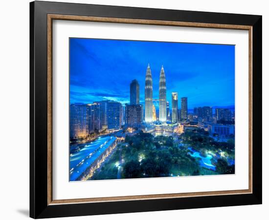 Petronas Towers and Klcc, Kuala Lumpur, Malaysia-Jon Arnold-Framed Photographic Print