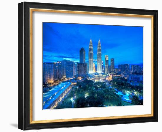 Petronas Towers and Klcc, Kuala Lumpur, Malaysia-Jon Arnold-Framed Photographic Print