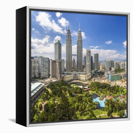 Petronas Towers and Klcc, Kuala Lumpur, Malaysia-Peter Adams-Framed Premier Image Canvas