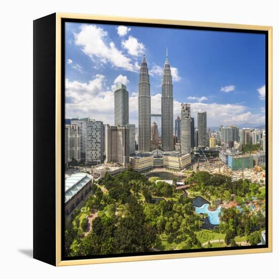 Petronas Towers and Klcc, Kuala Lumpur, Malaysia-Peter Adams-Framed Premier Image Canvas