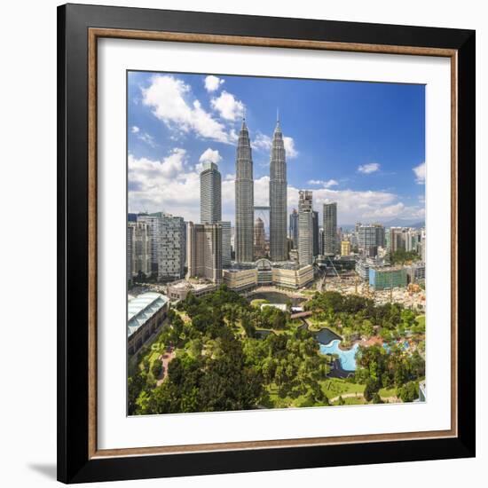 Petronas Towers and Klcc, Kuala Lumpur, Malaysia-Peter Adams-Framed Photographic Print