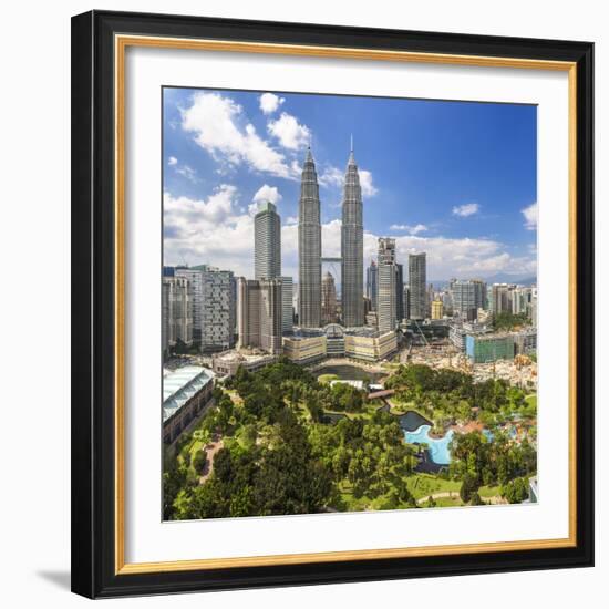 Petronas Towers and Klcc, Kuala Lumpur, Malaysia-Peter Adams-Framed Photographic Print