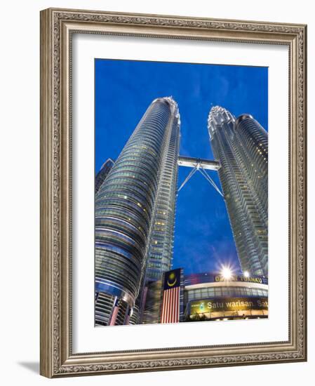 Petronas Towers and Malaysian National Flag, Kuala Lumpur, Malaysia-Gavin Hellier-Framed Photographic Print