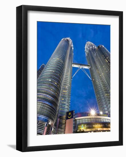 Petronas Towers and Malaysian National Flag, Kuala Lumpur, Malaysia-Gavin Hellier-Framed Photographic Print