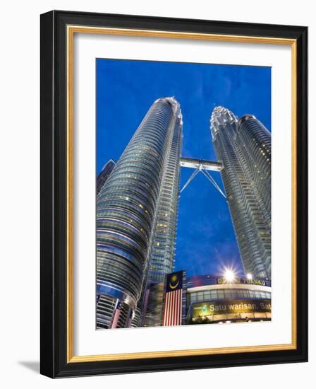 Petronas Towers and Malaysian National Flag, Kuala Lumpur, Malaysia-Gavin Hellier-Framed Photographic Print