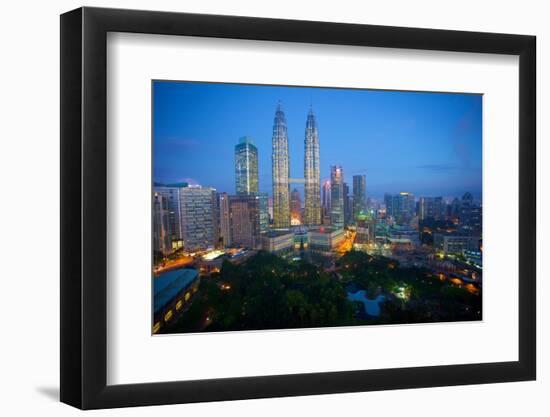 Petronas Towers at Night, Kuala Lumpur, Malaysia, Southeast Asia, Asia-Frank Fell-Framed Photographic Print