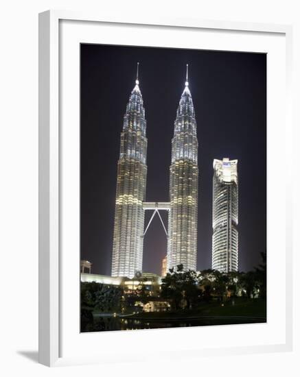 Petronas Towers at Night, Kuala Lumpur, Malaysia, Southeast Asia-Angelo Cavalli-Framed Photographic Print