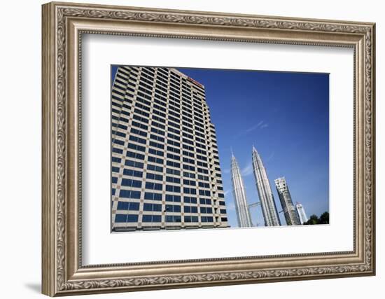 Petronas Twin Towers and Business Building on Left, Kuala Lumpur, Malaysia, Southeast Asia-Charcrit Boonsom-Framed Photographic Print