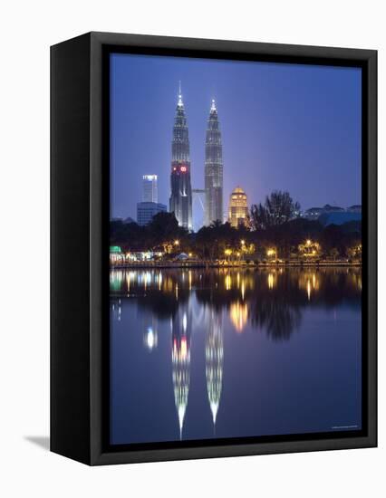 Petronas Twin Towers and Lake, Titiwangsa Park, Kuala Lumpur, Malaysia-Demetrio Carrasco-Framed Premier Image Canvas