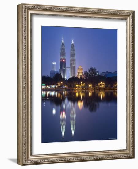 Petronas Twin Towers and Lake, Titiwangsa Park, Kuala Lumpur, Malaysia-Demetrio Carrasco-Framed Photographic Print