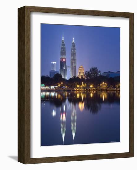 Petronas Twin Towers and Lake, Titiwangsa Park, Kuala Lumpur, Malaysia-Demetrio Carrasco-Framed Photographic Print