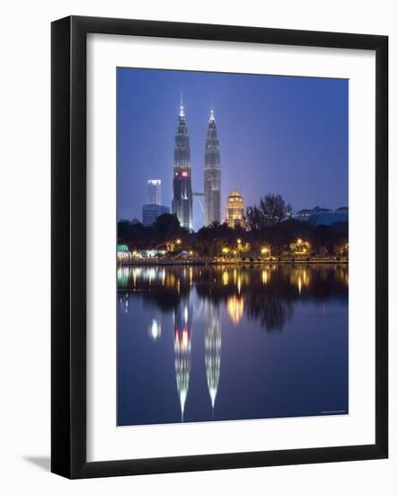 Petronas Twin Towers and Lake, Titiwangsa Park, Kuala Lumpur, Malaysia-Demetrio Carrasco-Framed Photographic Print